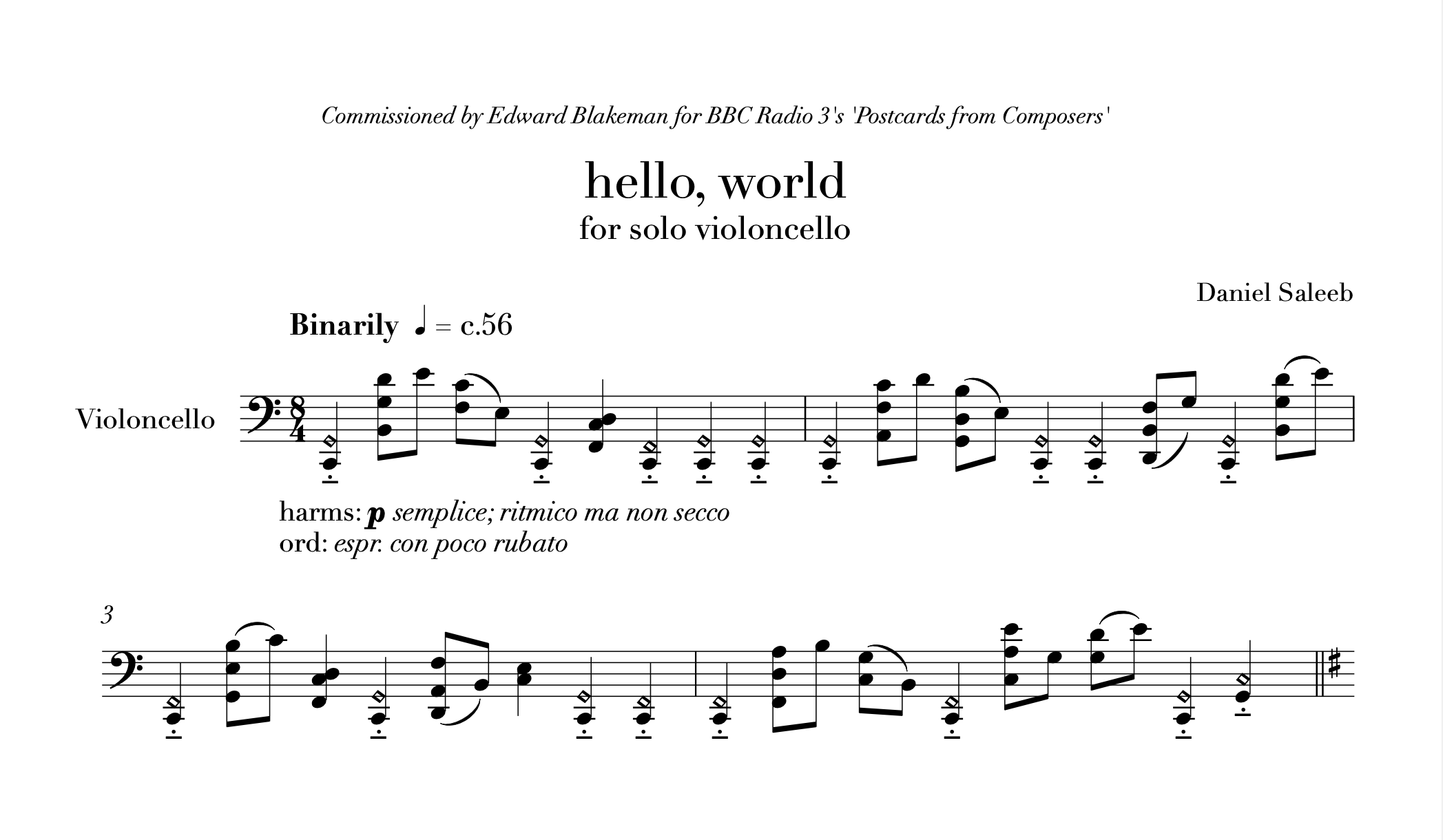 Score preview 3 for hello, world (2020)